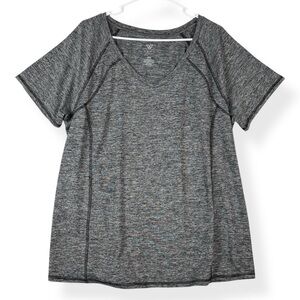 Lane Bryant LIVI Active Top Womens 18/20 Short Sleeve Black & Gray Heathered